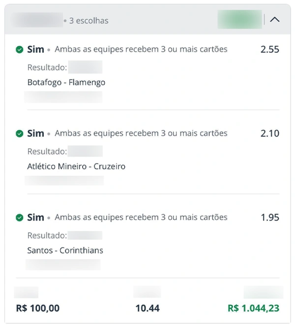 Bilhete de aposta com odd alta batida